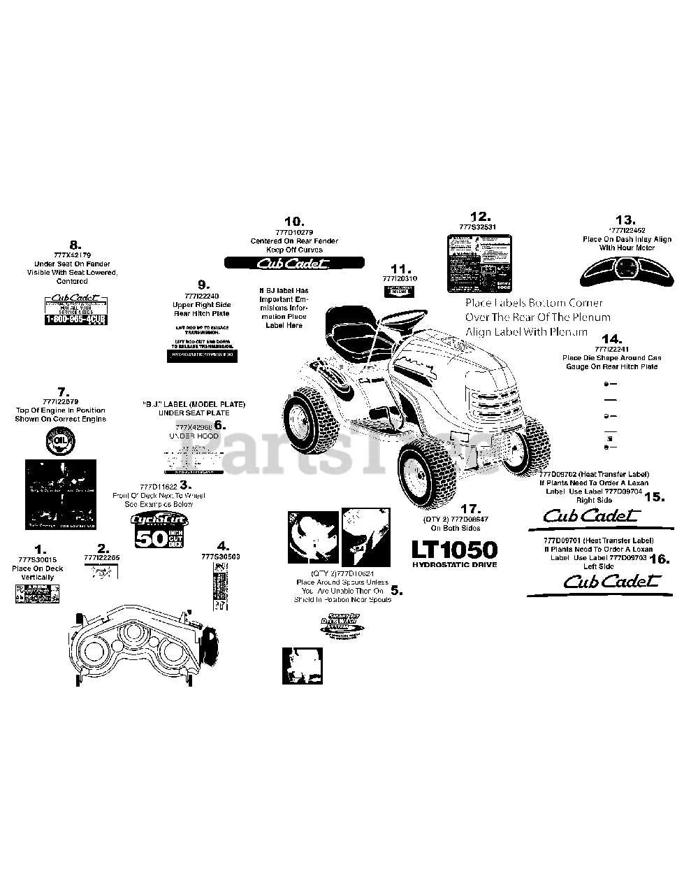 cub cadet lt1050 deck belt diagram