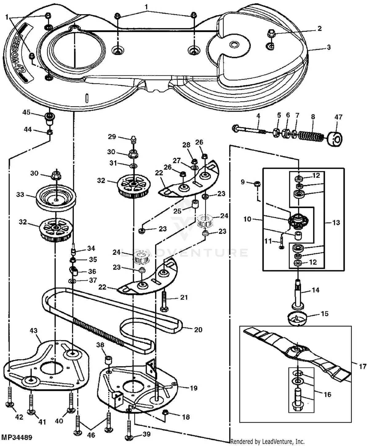 john deere lt155 deck belt diagram