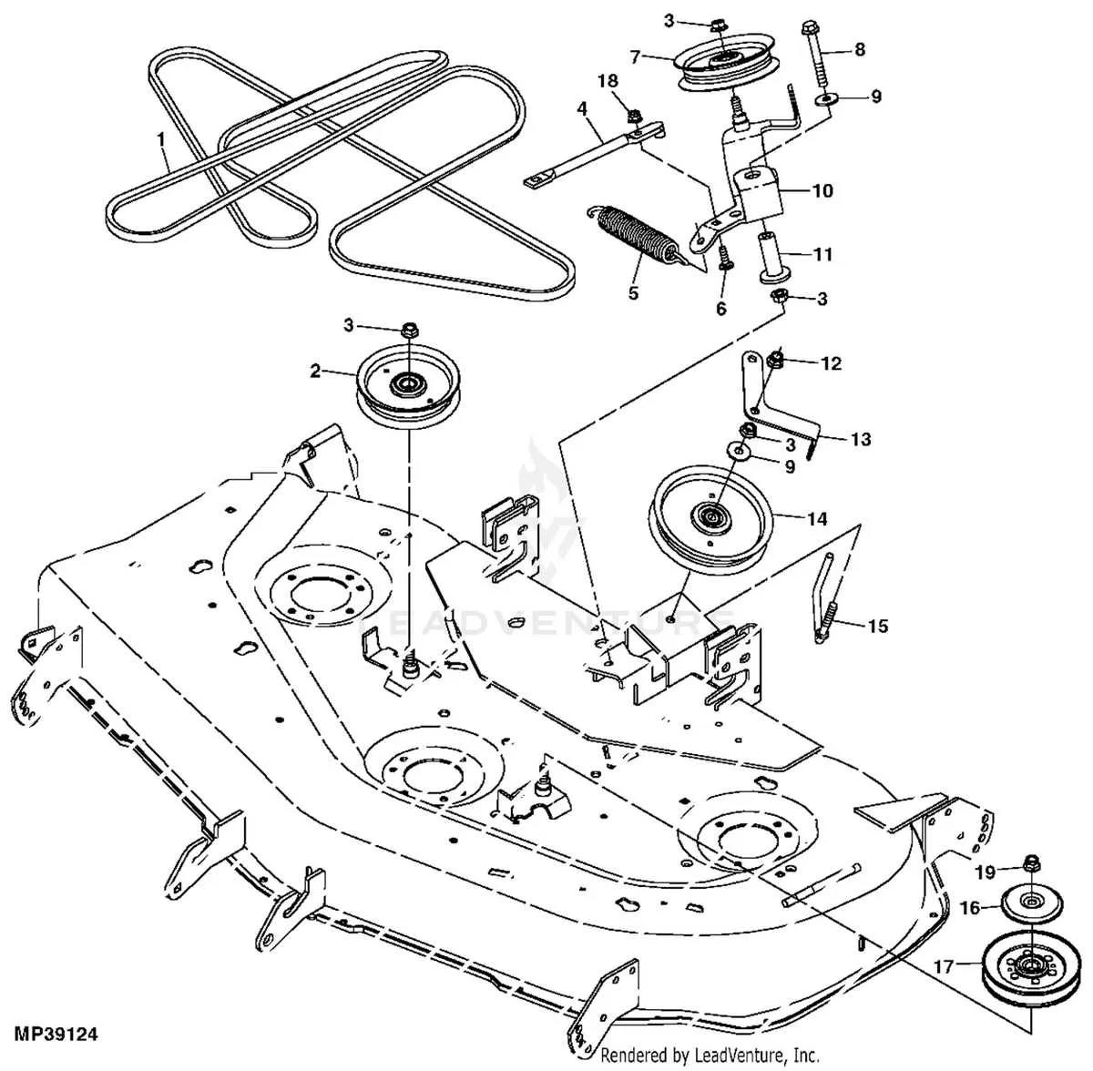 john deere x500 54 inch deck belt diagram