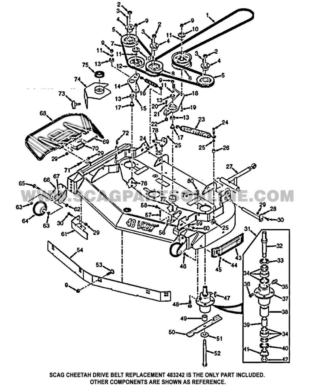 scag tiger cat drive belt diagram