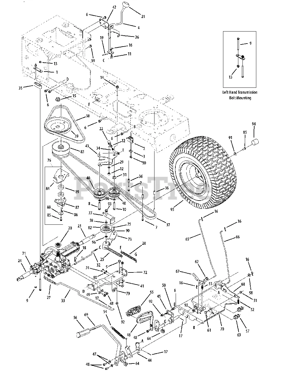 troy bilt transmission belt diagram