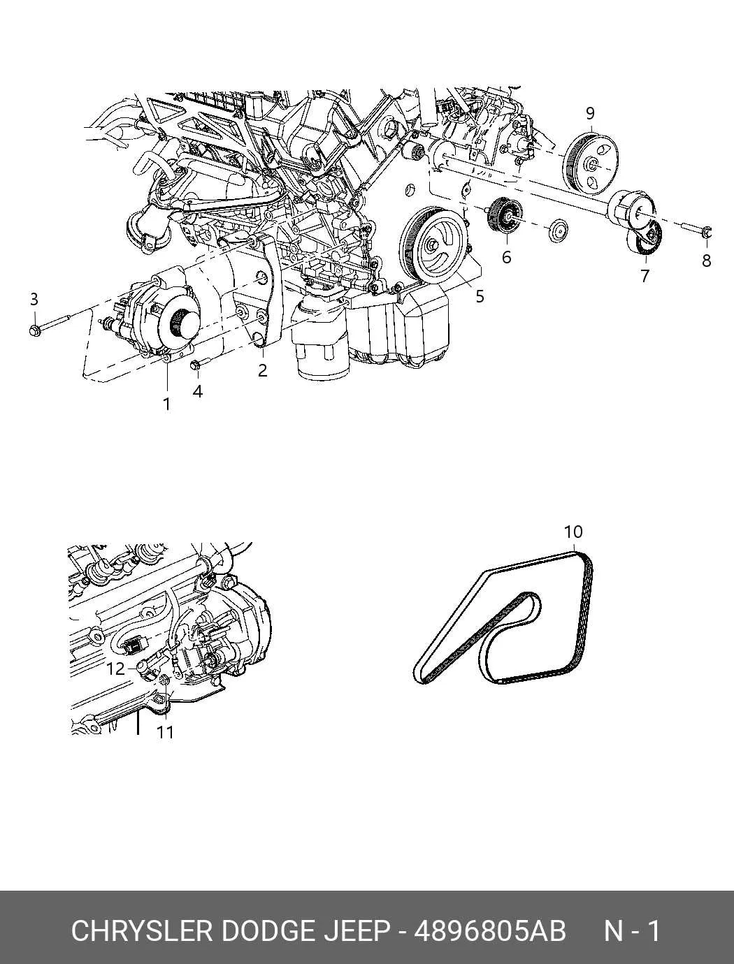 chrysler 5.7 hemi serpentine belt diagram