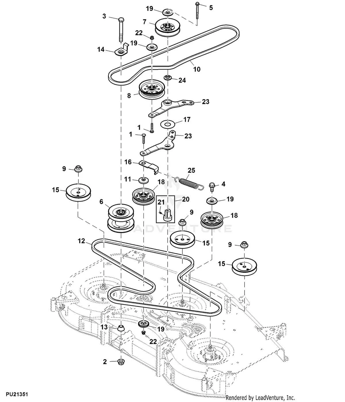 john deere x380 54 inch deck belt diagram