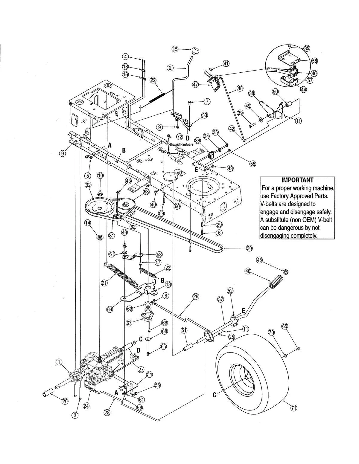 yard machine mtd 38 mower deck belt diagram