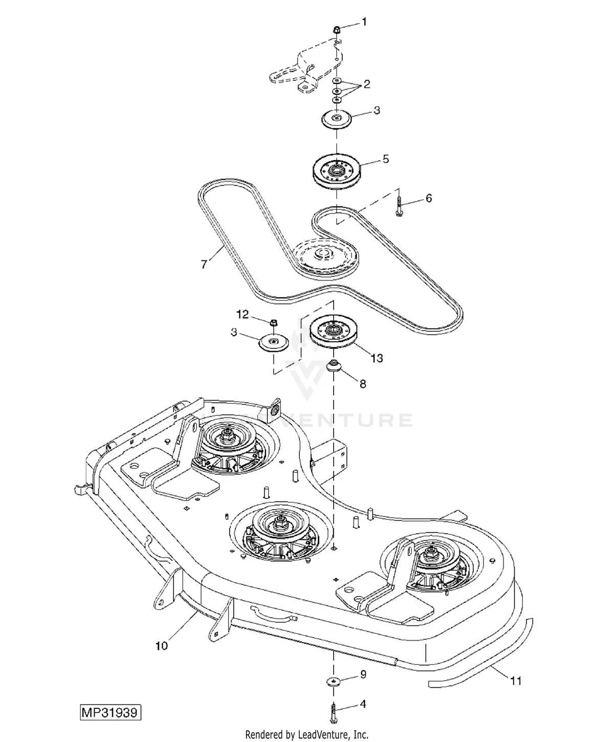 john deere 54 inch mower deck belt diagram