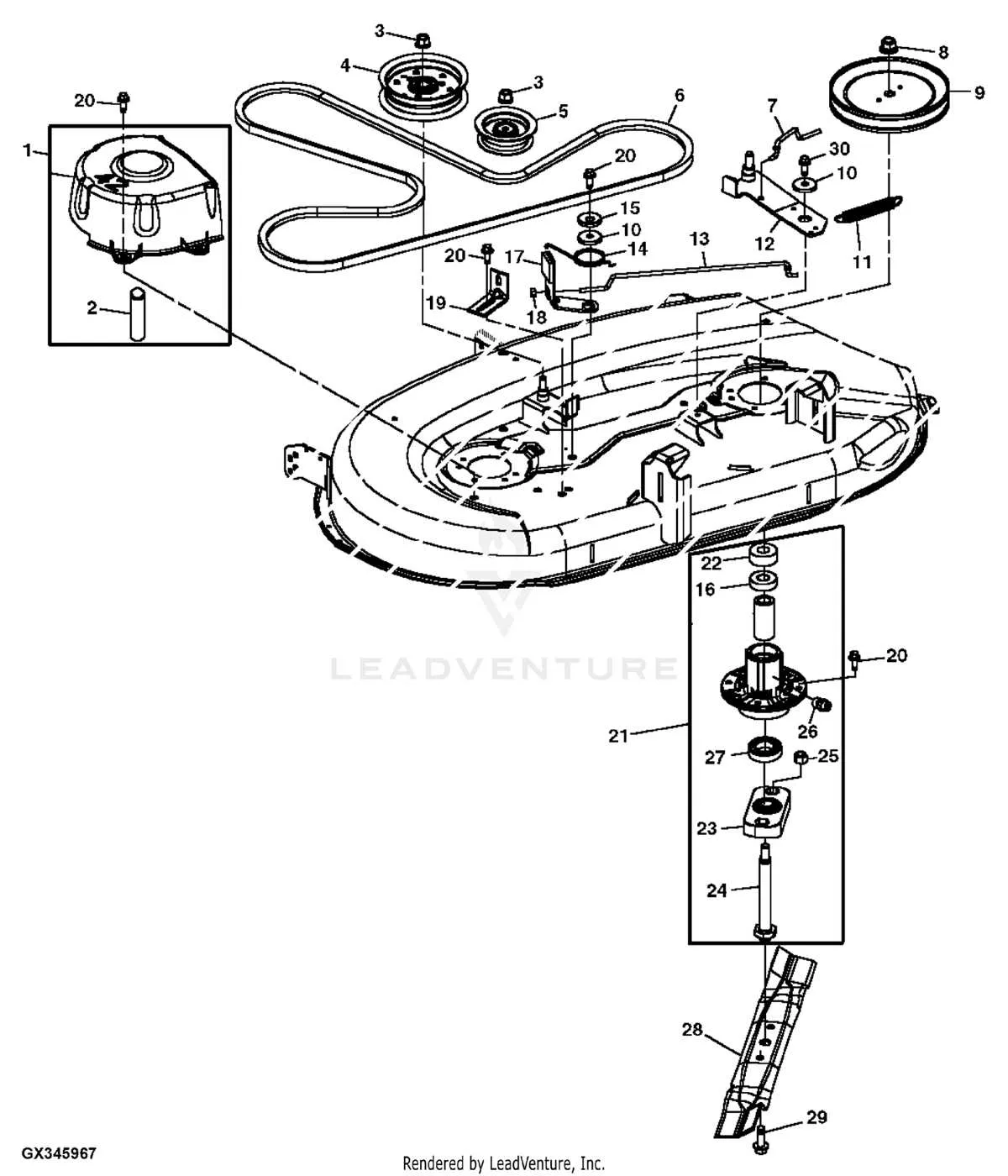 john deere 42in deck belt diagram