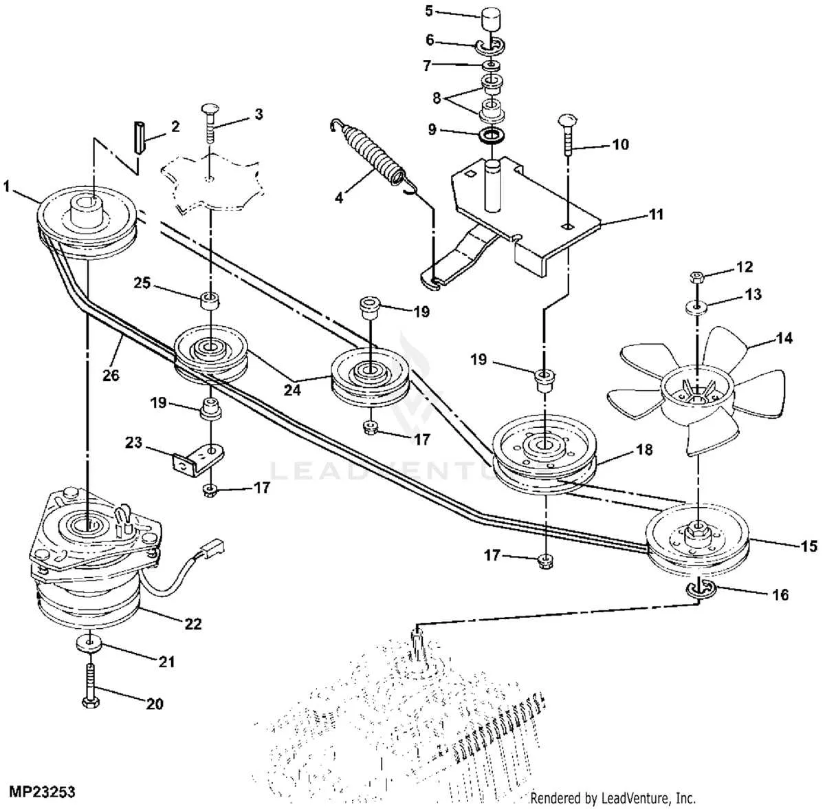 john deere gt235 drive belt diagram