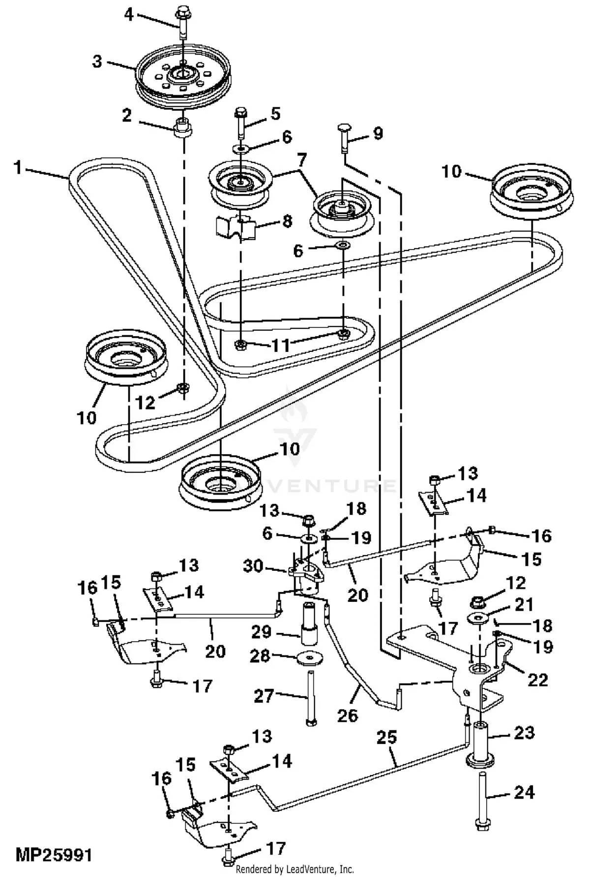 john deere lt180 drive belt diagram