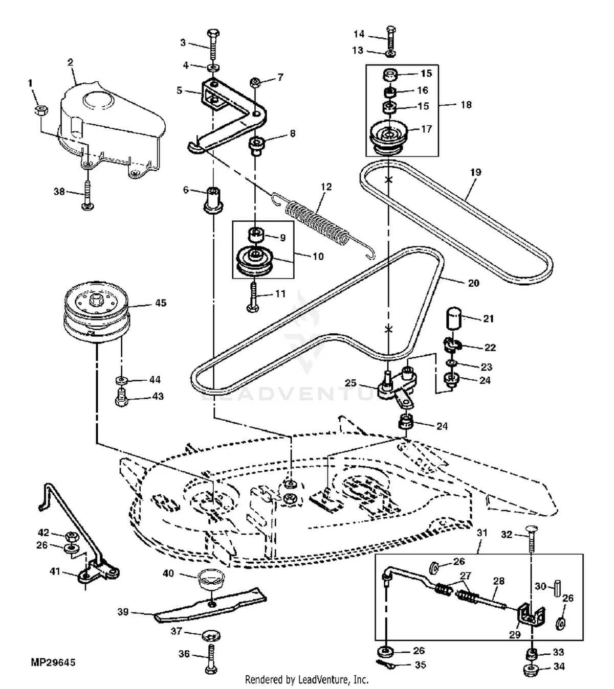 john deere sabre deck belt diagram