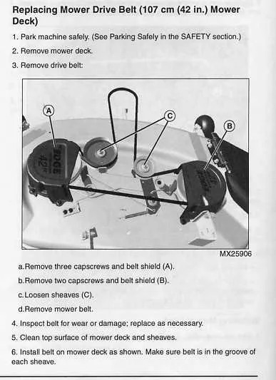 john deere mower deck belt diagram