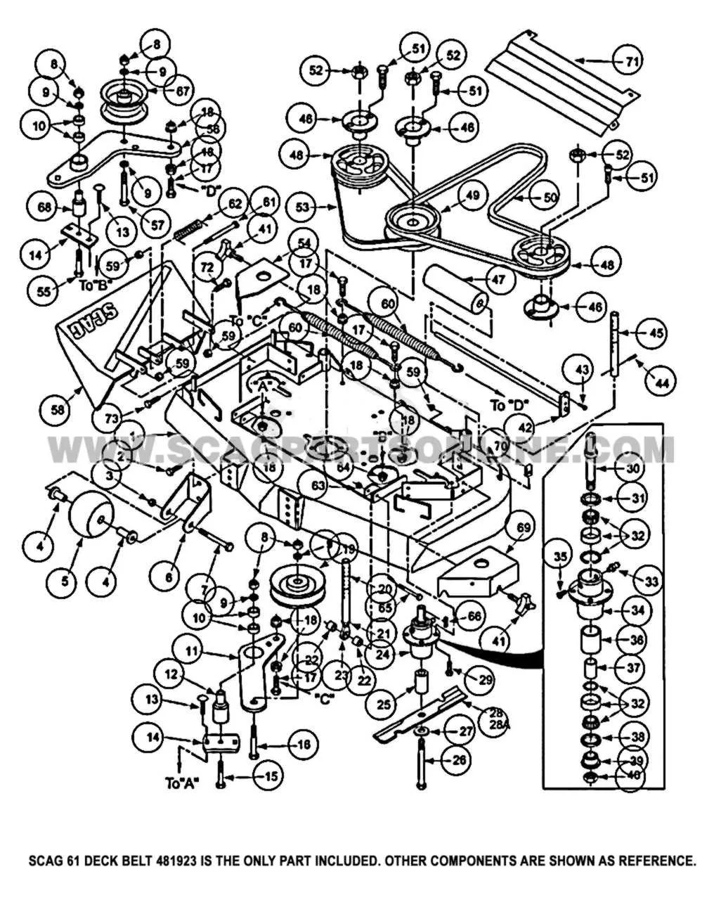 deck belt scag turf tiger belt diagram