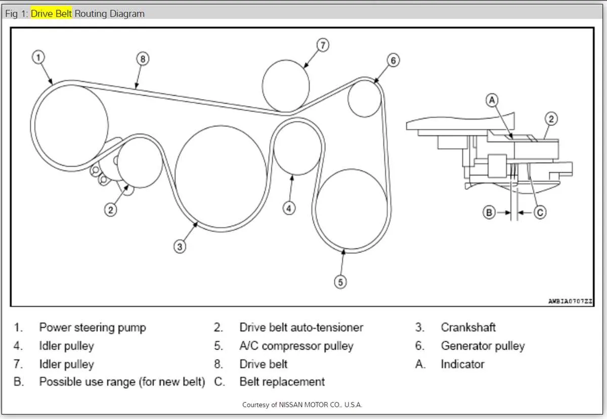 2009 nissan murano belt diagram